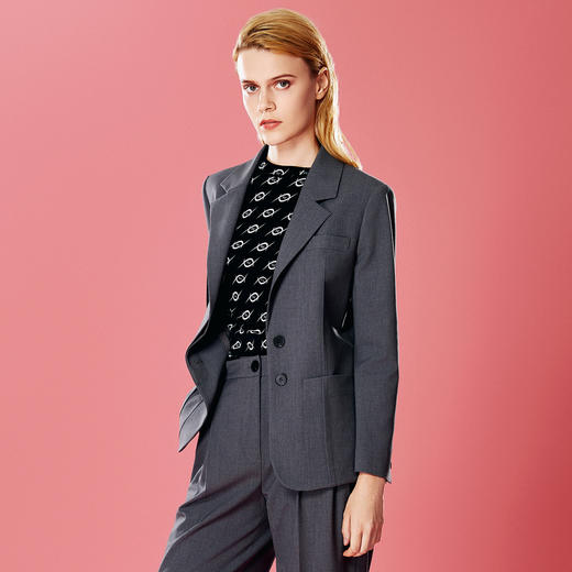 EITIE爱特爱通勤显瘦高级灰干练利落休闲西装外套秋季新款7903606 商品图1