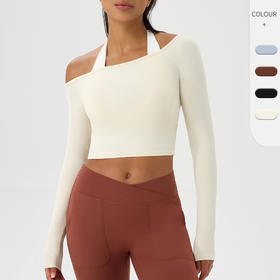 跃牌【欲动春风】系列 瑜伽长袖T恤女一字肩性感紧身健身服上衣裸感速干运动长袖52566