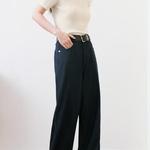 【严选】【解压裤】诗凡黎星光璀璨细闪牛仔裤25夏新款高腰轻薄直筒阔腿裤7G4150231 商品图1