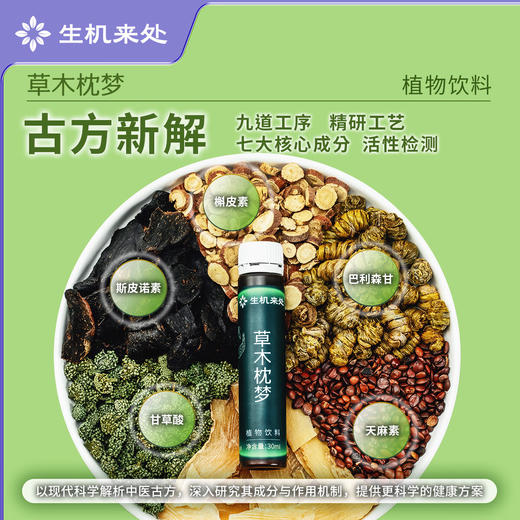 【官方正品】云南白药生机来处草木枕梦植物饮料酸枣仁天麻石斛黄精三七花提取饮品健康饮品好梦 商品图3