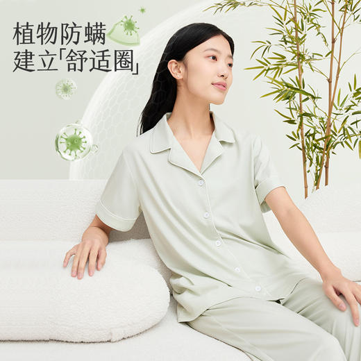拾袜记云棉冰丝凉感开衫家居睡衣 短款 男女同款 植物防螨 自然舒睡 商品图3