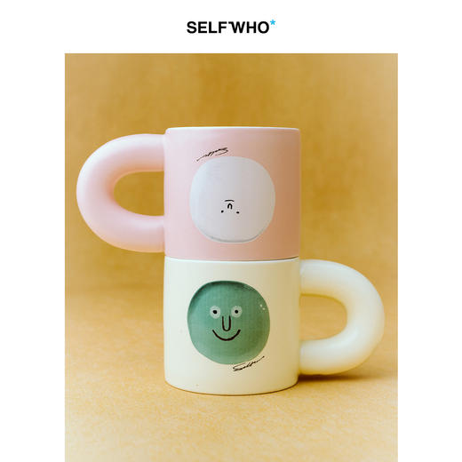 SELFWHO创意可爱笑脸陶瓷杯子2025秋新款大容量个性咖啡杯马克杯 商品图3