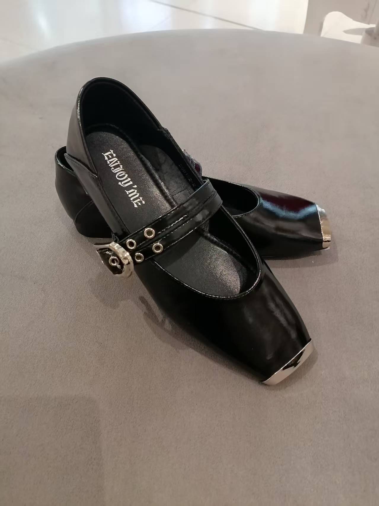 【门店同款】ENJOY春季时髦拼金属方头单鞋 160364022