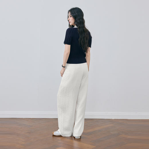 【商场同款】诗凡黎老钱风白色休闲裤2025夏新款直筒裤3G5151681 商品图4
