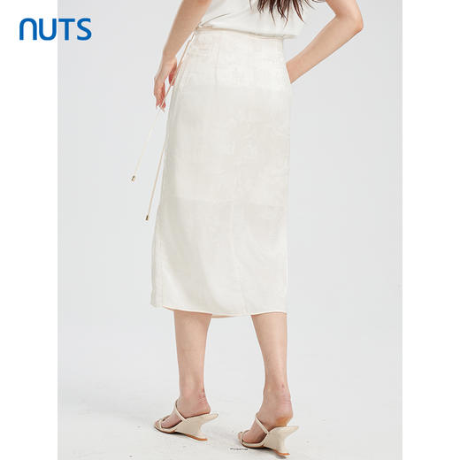 NUTS商场同款夏季高级感气质褶皱开叉长款半身裙428061539 商品图4