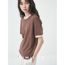 UMILAB｜舒然*高质感天丝+汉麻复古雪花肌理撞色轻薄短袖T恤T755W