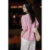 【100色织亚麻桃之夭夭】粉色灯笼袖蕾丝镂空小衫，精致古典的粉色系融入质朴自然麻料 商品缩略图5