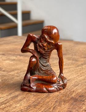 黄花梨雕雪山大士坐像，顺丰包邮