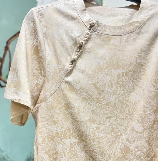 秋知屿风·新中式提花斜襟盘扣短袖，把东方诗意穿身上，岁月沉淀的优雅，清凉又贵气【3-5天发货】 商品图6