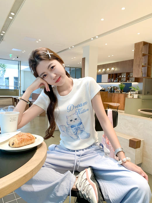 【99元任选2件】可爱猫咪印花短袖T 商品图9