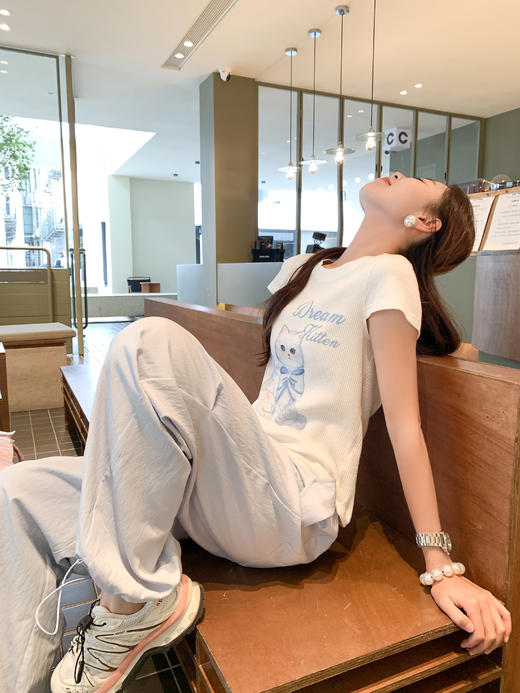 【99元任选2件】可爱猫咪印花短袖T 商品图6