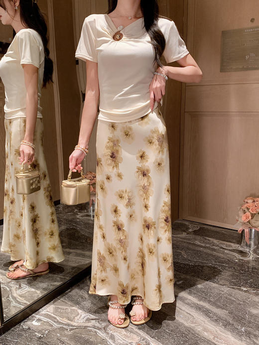 张心子【彼岸双生】高腰氛围感碎花半身裙 U2507018 商品图3