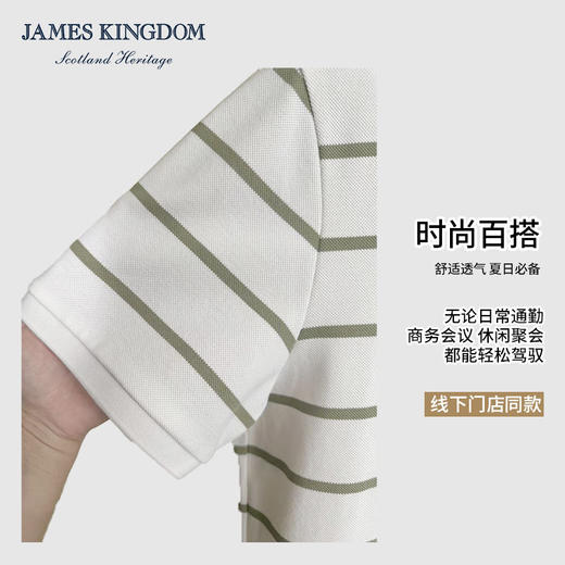 占姆士短袖POLO衫男士2025夏季潮流条纹休闲T恤翻领半袖上衣 商品图6