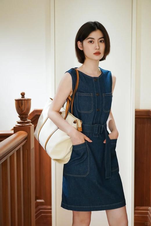 【高品质私服】【IC轻薄棉弹牛仔及膝连衣裙】经典藏青色牛仔 配色隽永 不易过时，优雅又性感N1281-CC【无标出货 介意慎拍】 商品图11