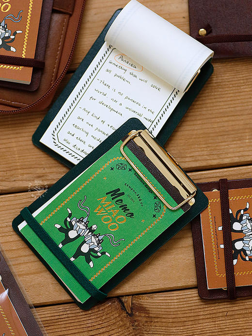 本子事多 迷你小板夹便签本 复古皮质限定喵屋便条本留言 手帐随身记事本 商品图6