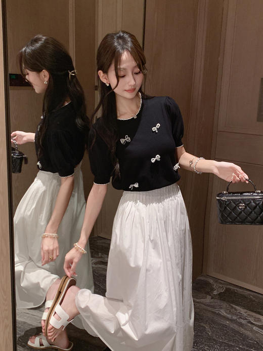 张心子【油画栀子】高腰口袋气质小白裙半身裙 U2507025 商品图5