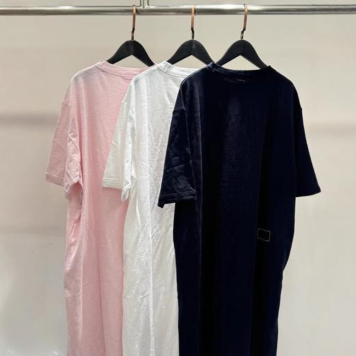 日系贵牌！2025经典海马刺绣竹节棉圆领宽松休闲连衣裙夏季懒人T恤裙！ 商品图2