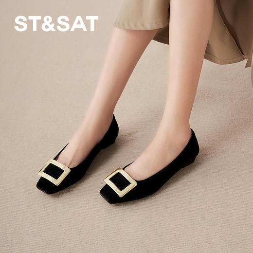 【方扣系列】星期六经典简约方扣通勤低跟单鞋SSD3111092 商品图1