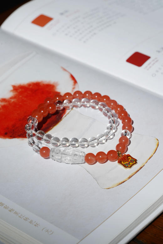 南红 白水晶天珠手串 商品图0