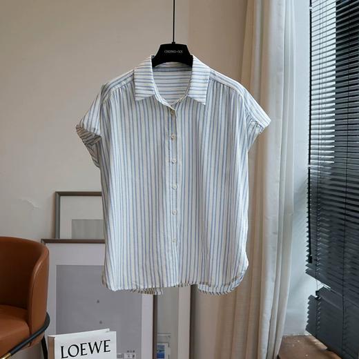 霓颜 法式气质小飞袖条纹衬衫 | 版型宽松 垂顺有型 面料轻薄 舒适柔软 上身百搭文艺风 商品图7