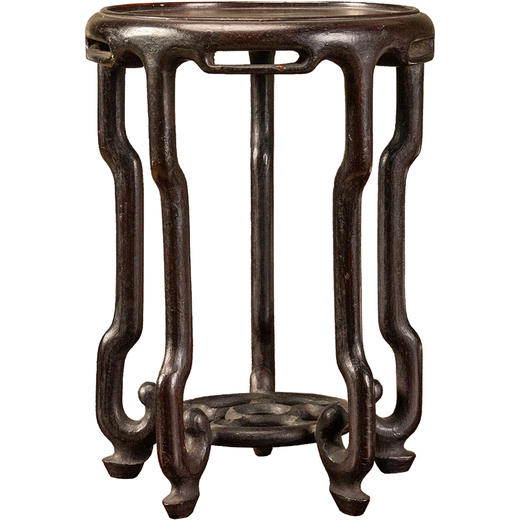 清	红木三弯腿五足圆形器座 商品图5