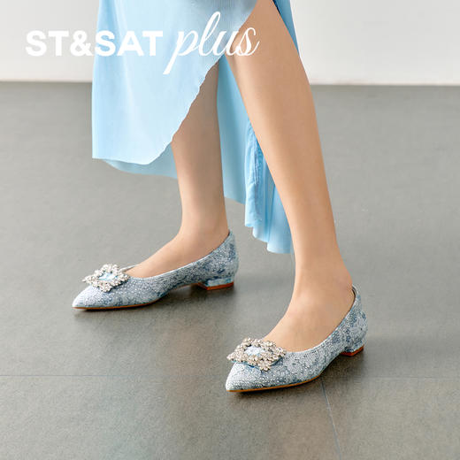星期六韵雅水晶方扣尖头平底单鞋SSD3111502 商品图1