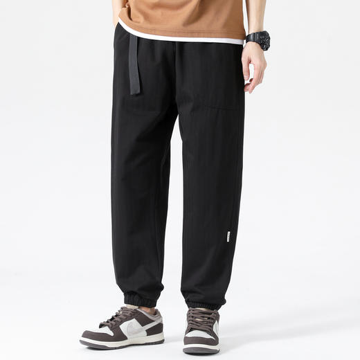 圣得西男士纯棉休闲束脚裤2025夏季新款时尚工装风系带松紧九分裤 商品图1