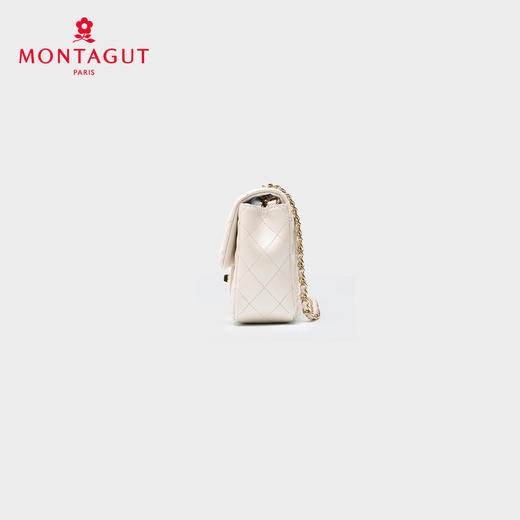 梦特娇女士潮流单肩包新款百搭真皮菱格包时尚斜挎包羊皮链条包 黑色 商品图2