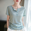 奥伊米夏季新款女100%天丝纯色圆领开口收腰修身显瘦纯色T恤YTMA86 商品缩略图2