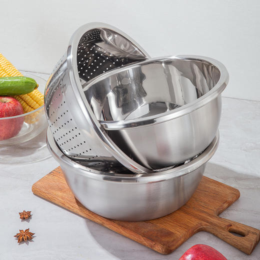 【400积分+69元】康巴赫 切削功能不锈钢盆筛 4件套 盆盆相套节省空间 商品图11