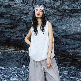 绽放女装452朵/【黑白灰系列·风穿过身体】汉麻棉毛边A摆背心女
