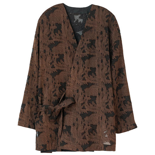 牧衣游重磅提花莨染短外套东方复古新中式开衫 谨喻 商品图4