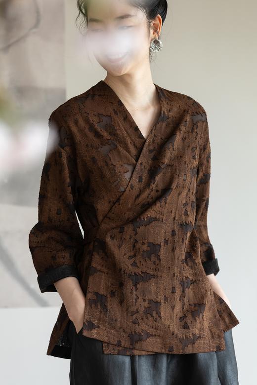 牧衣游重磅提花莨染短外套东方复古新中式开衫 谨喻 商品图5