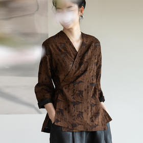 牧衣游重磅提花莨染短外套东方复古新中式开衫 谨喻