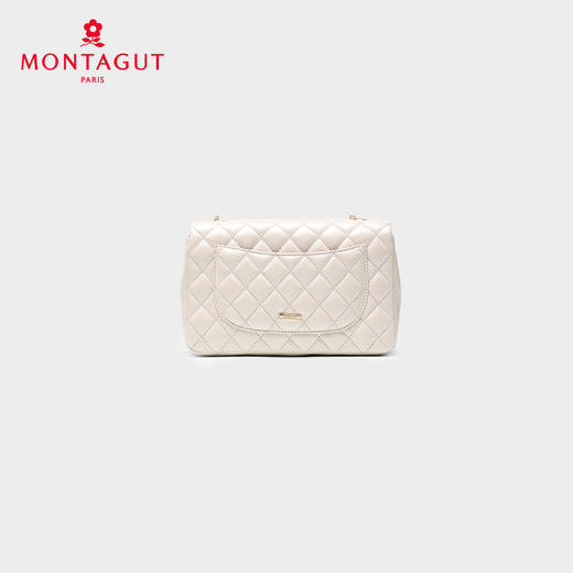 梦特娇女士潮流单肩包新款百搭真皮菱格包时尚斜挎包羊皮链条包 黑色 商品图3