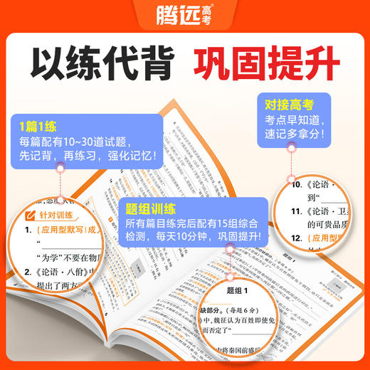 2026腾远高考高中必背古诗文72篇理解性默写与高考新考法语文古诗文言文翻译背记高中总复习 商品图3