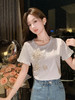 张心子【烟花钻t】通勤圆领花边木耳边设计感T恤上衣 U2507036 商品缩略图1
