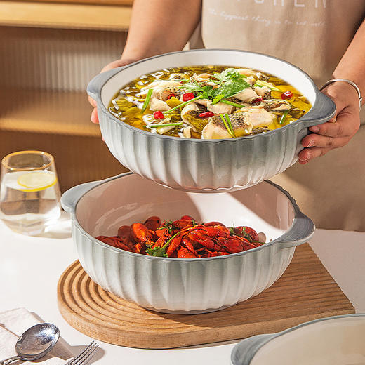 摩登主妇陶瓷双耳汤碗家用2025新款大号汤盆水煮酸菜鱼大盆碗大碗 商品图0