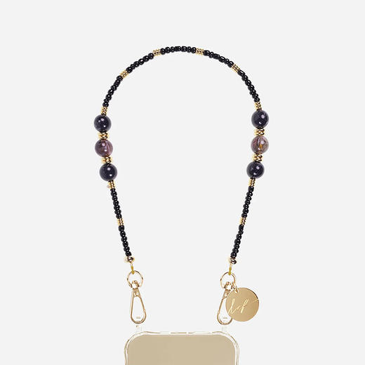 订购6周到｜La Coque Française-IRIS-黑紫色 串珠 短款 手机链［法国设计师］ 商品图0