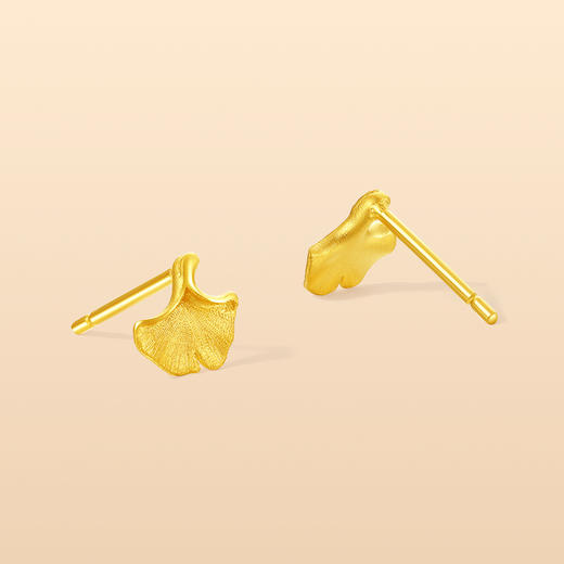 周六福黄金耳饰计价足金耳钉金秋杏叶秋日物语系列节日礼物 商品图3