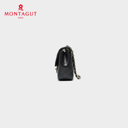 梦特娇女士潮流单肩包新款百搭真皮菱格包时尚斜挎包羊皮链条包 黑色 商品图8