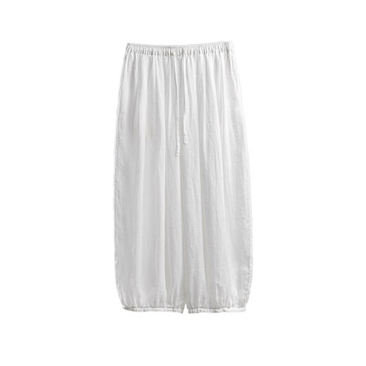 绽放447朵/【黑白灰系列·大步流星裤】高支苎麻双层灯笼裤休闲裤 商品图4