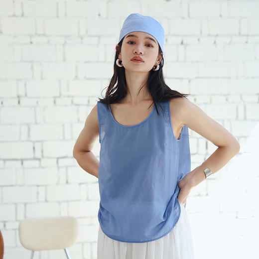 绽放旅行女装455朵/【黑白灰系列】桑蚕丝棉叠搭U型圆领轻薄背心 商品图2