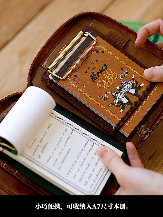 本子事多 迷你小板夹便签本 复古皮质限定喵屋便条本留言 手帐随身记事本 商品图4