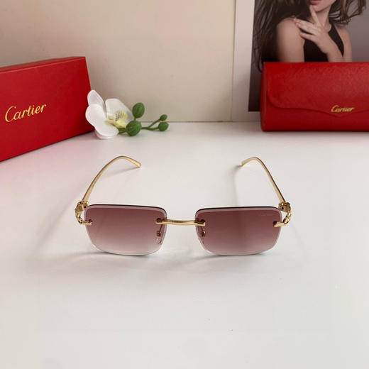 夏季特惠💰210 卡地亚 新款街拍太阳镜 无框时尚男女款墨镜 商品图4