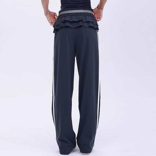 【限时秒】YOGACODE【火树银花系列】松弛百搭运动裤休闲女荷叶边设计芭蕾风时尚款侧边条纹直筒阔腿裤DWL125619 商品图3