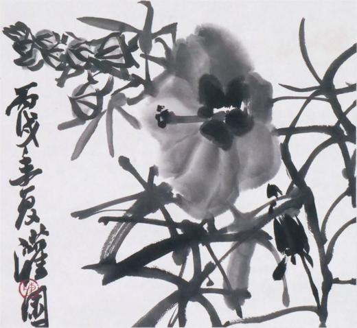 陈太一《秋葵》国画原作33CM*33CM 手绘宣纸花鸟作品 商品图1