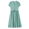 ASE夏季新款真丝高端大气V领连衣裙纯色通勤百搭系带显瘦裙 商品缩略图4