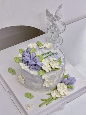 紫色郁金香裱花女生妈妈生日蛋糕