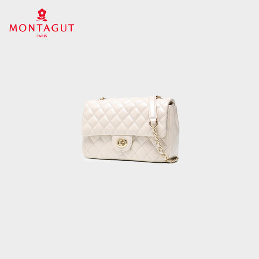 梦特娇女士潮流单肩包新款百搭真皮菱格包时尚斜挎包羊皮链条包 黑色 商品图1